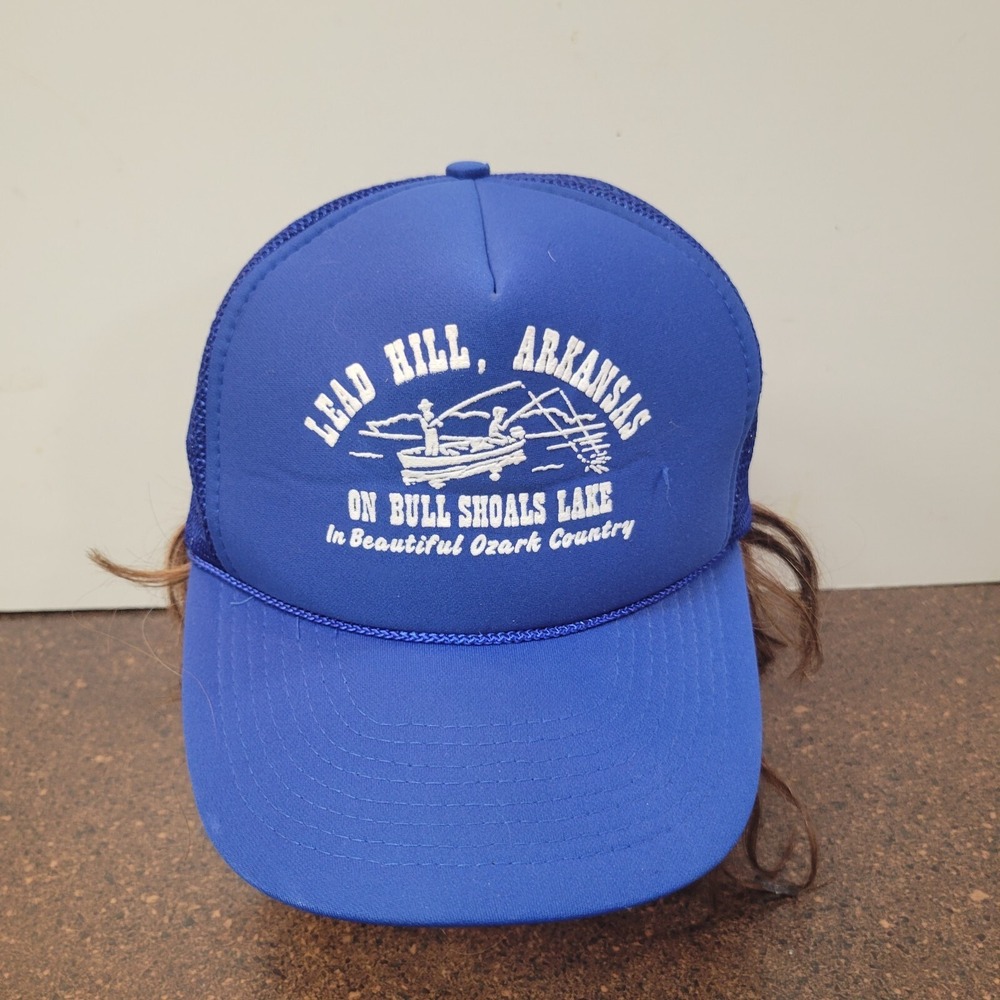 Vintage Lead Hill Resort Trucker Hat Mens OSFM Blue Cobra Mesh Back Adjustable